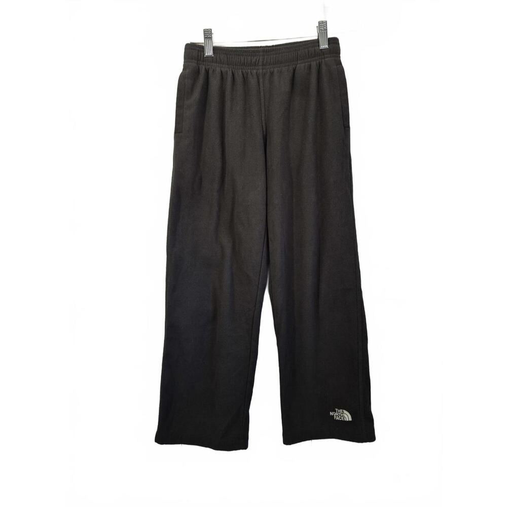 The North Face Boys Gray Black Fleece Pant Drawstring Elastic Waist Pockets